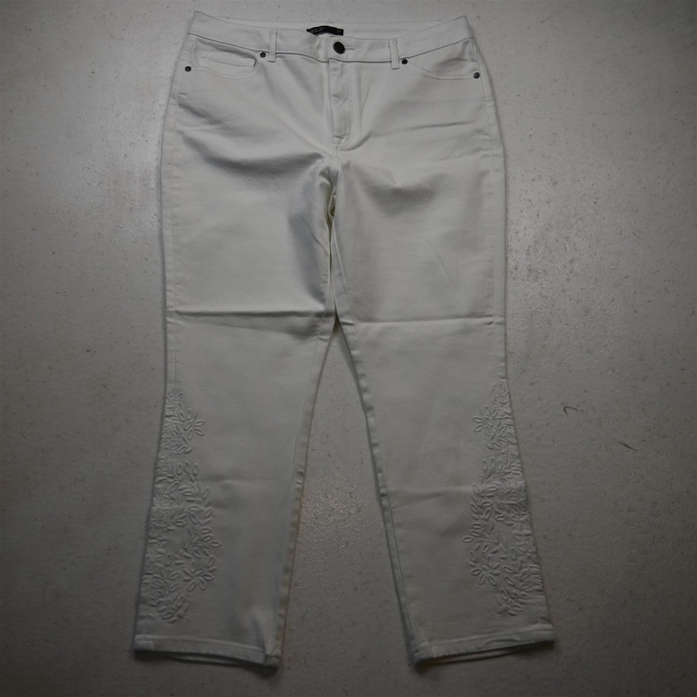Simply Vera Wang 16 High Rise Cropped White Stretch Denim Womens Jeans